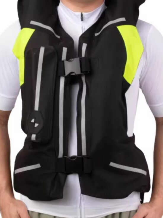 Huanqui Other - Mens Protective Motorcycle Air Bag Vest Size XL Black Green Safety Reflective